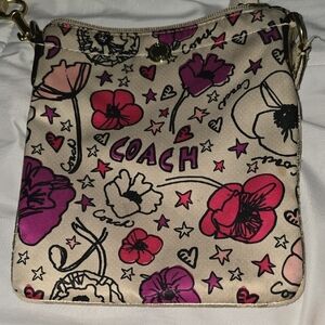 Coach Floral Crossbody Bag - Pink and Purple